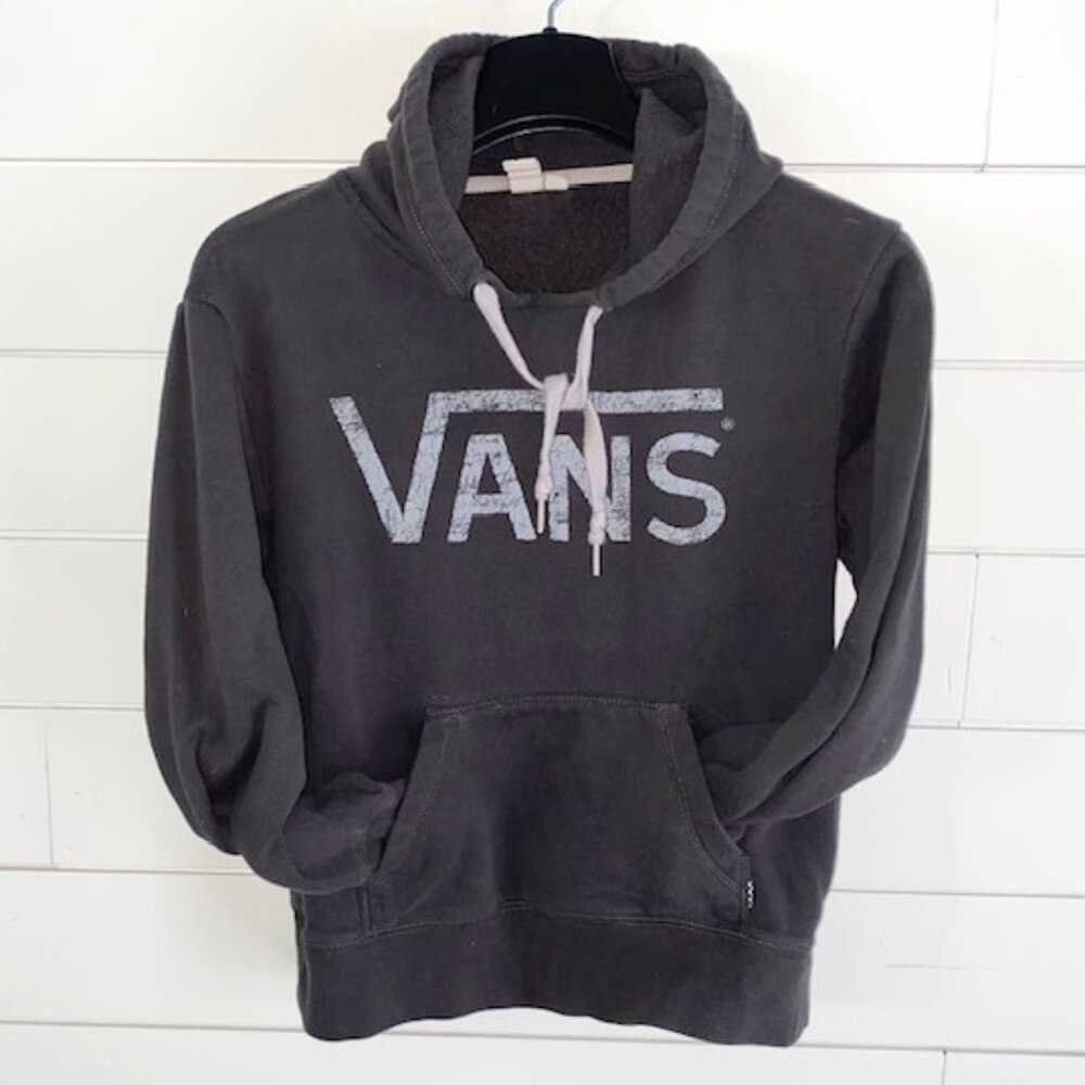 Vans Grey Crop Hoodie, Size XS – Skater Grunge Style